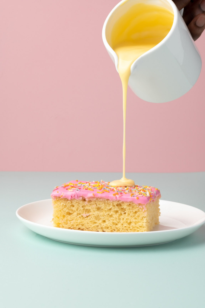 Cake and Custard Pour