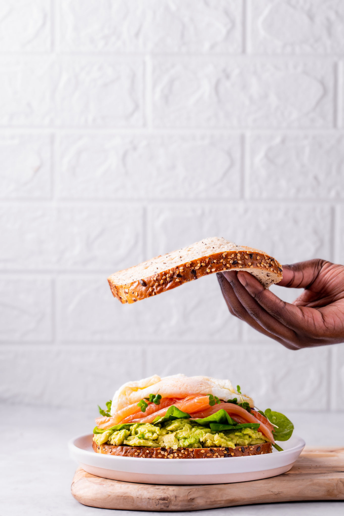Salmon Avocado Seeded Sandwich