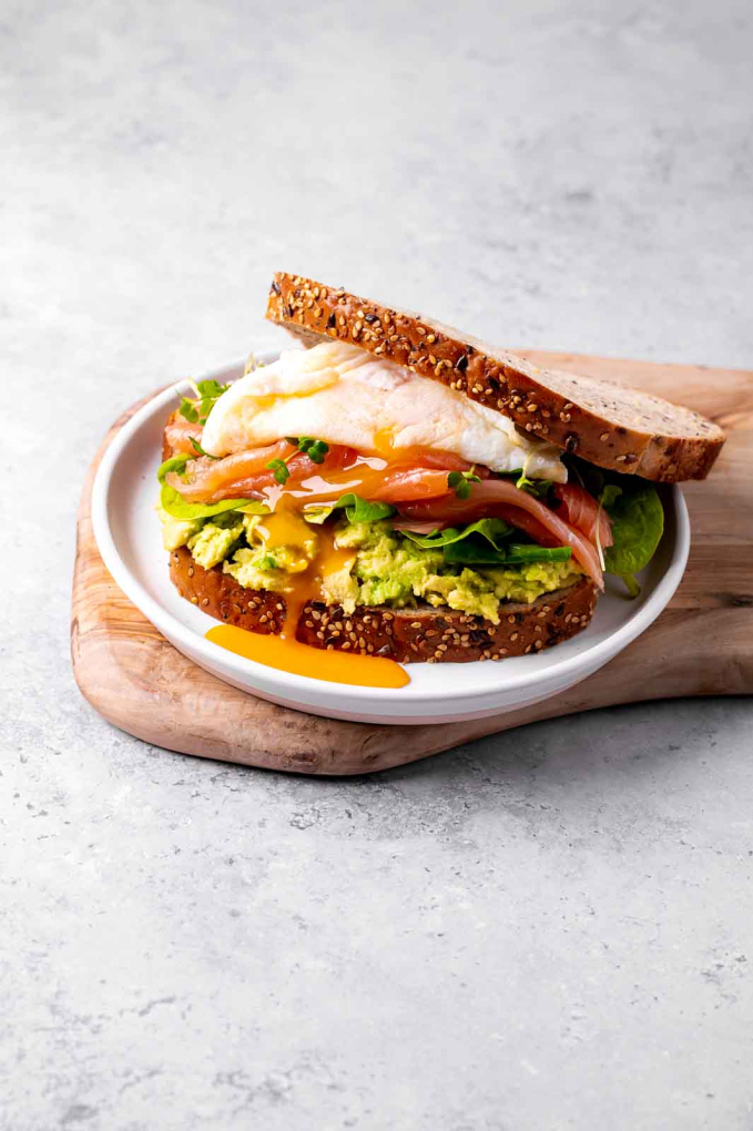 Salmon Egg and Avocado Sandwich